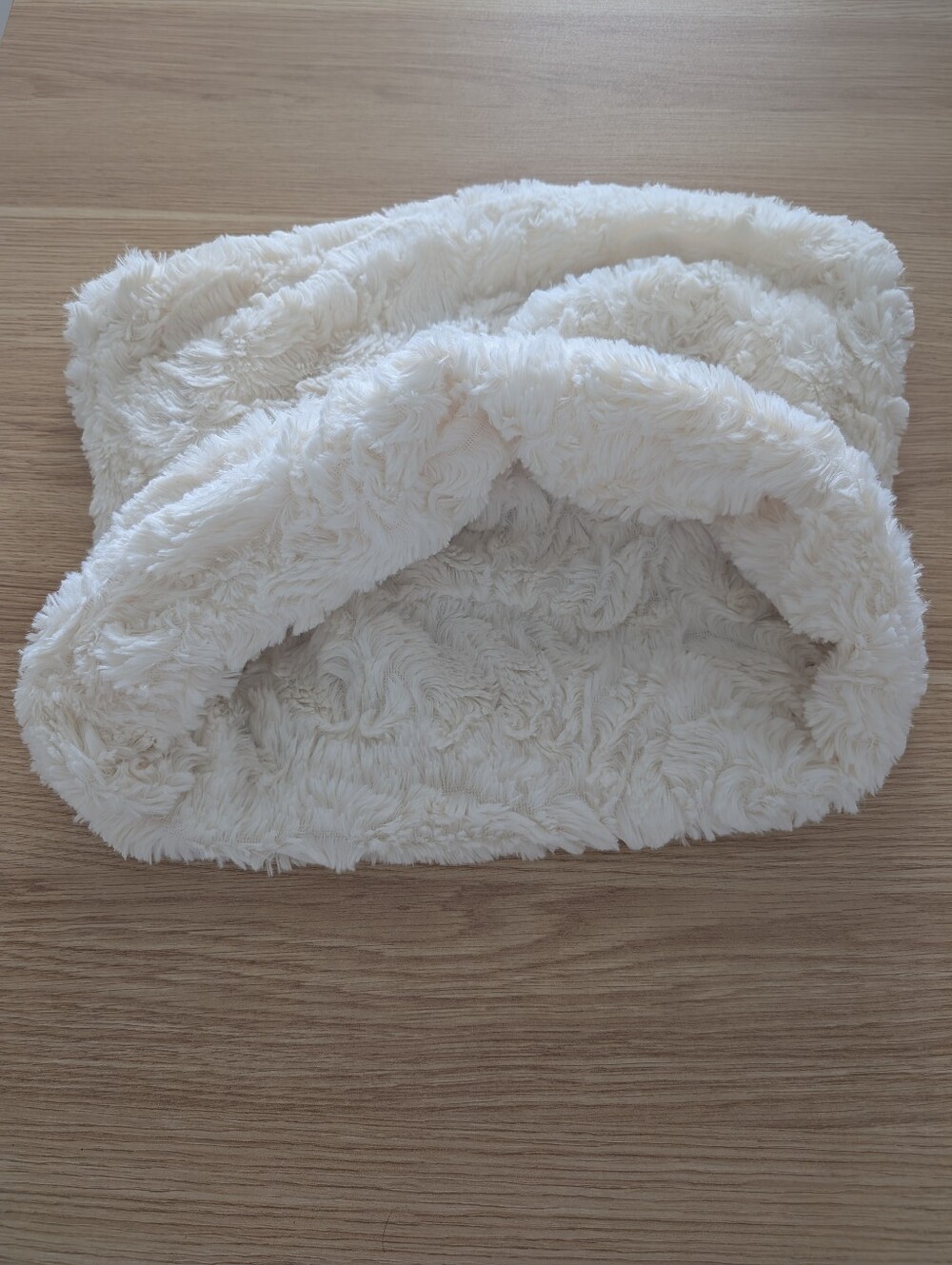 White Plush Cowl Neck Scarf